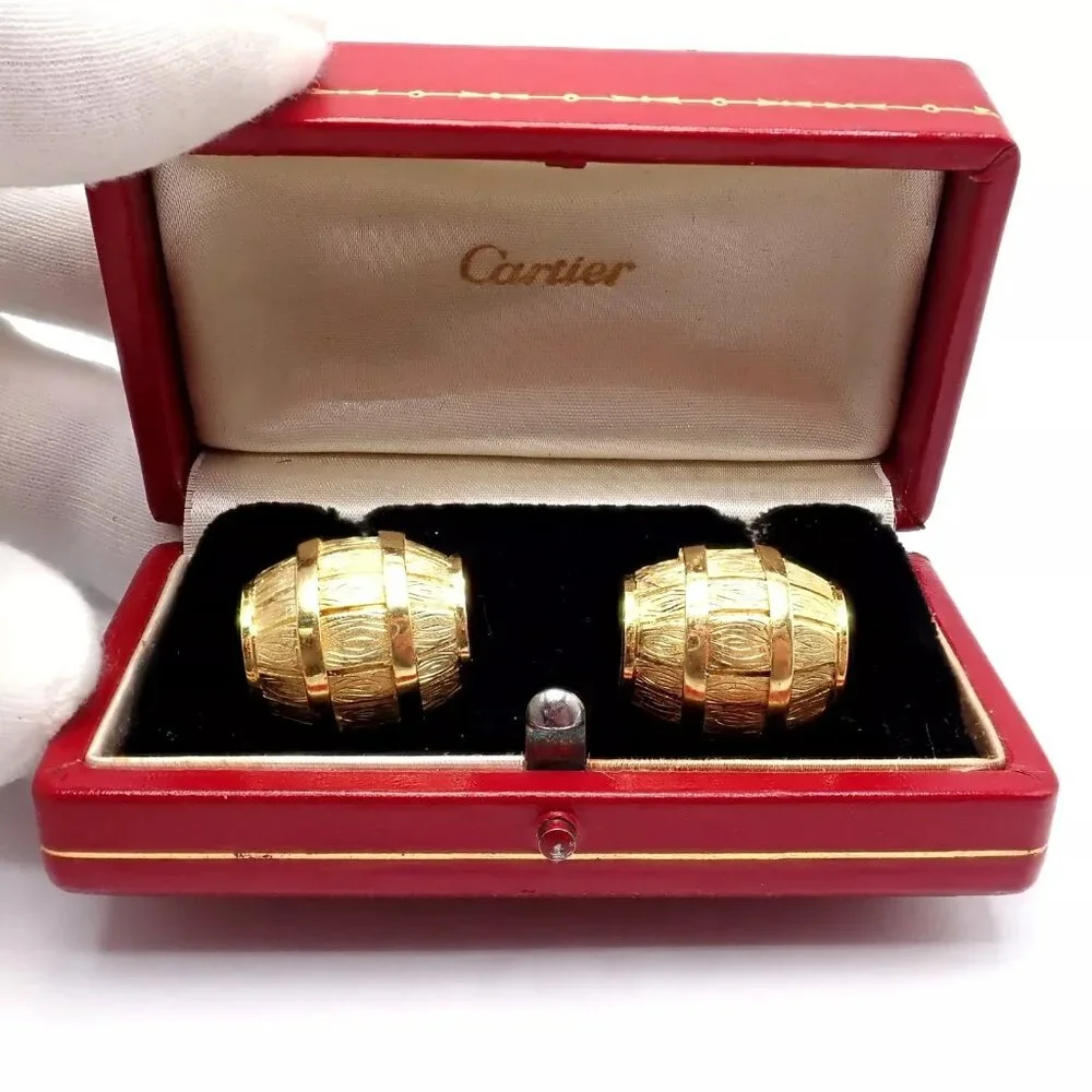 Rare! Vintage Cartier 18k Yellow Gold Barrel Cufflinks 1970's